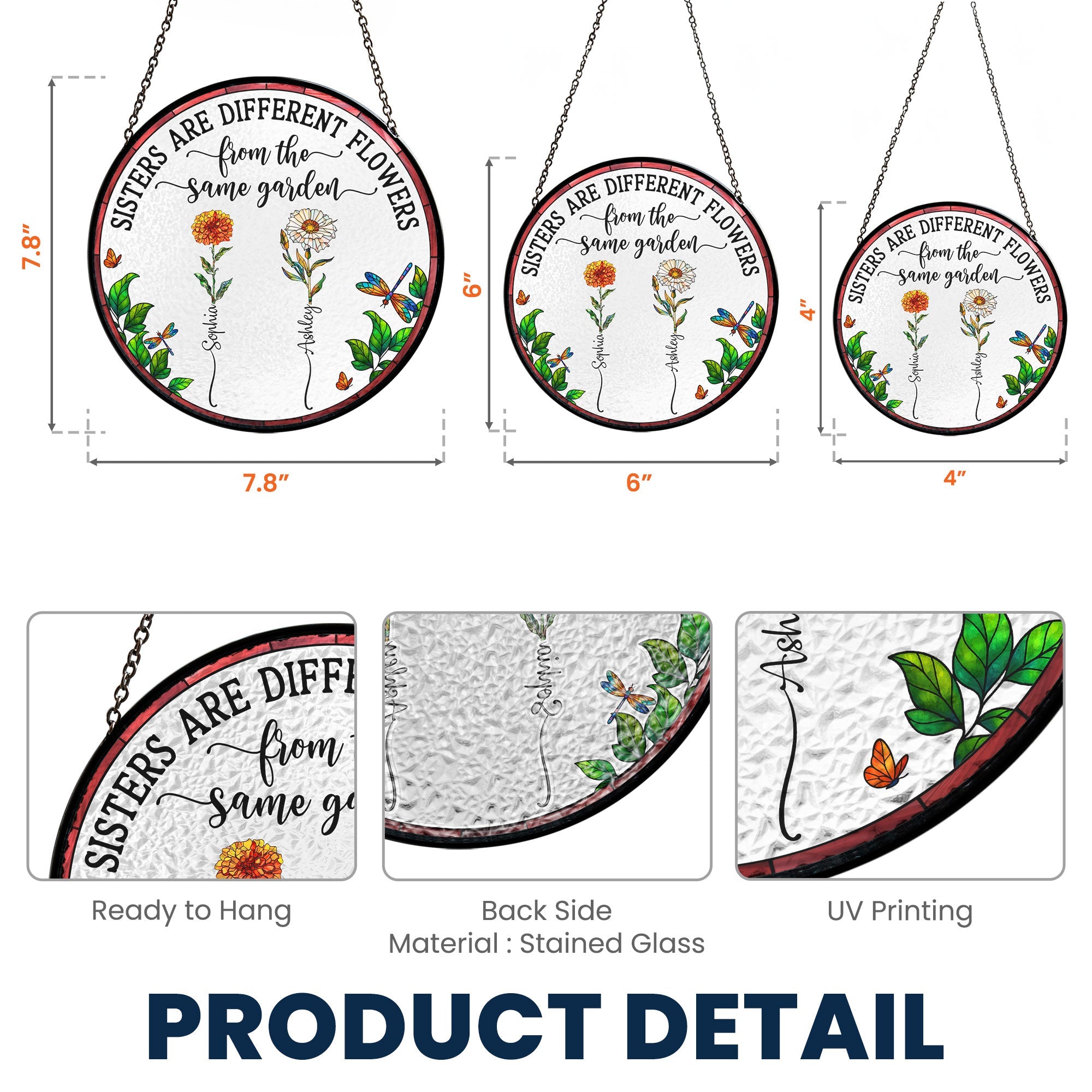 Flowers From Same Garden - Personalized Stained Glass Window Hanging Suncatcher
