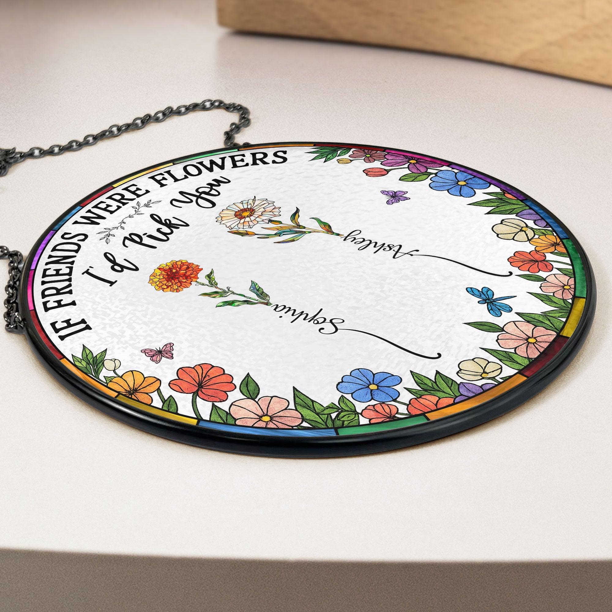 Friend I'd Pick You - Personalized Stained Glass Window Hanging Suncatcher