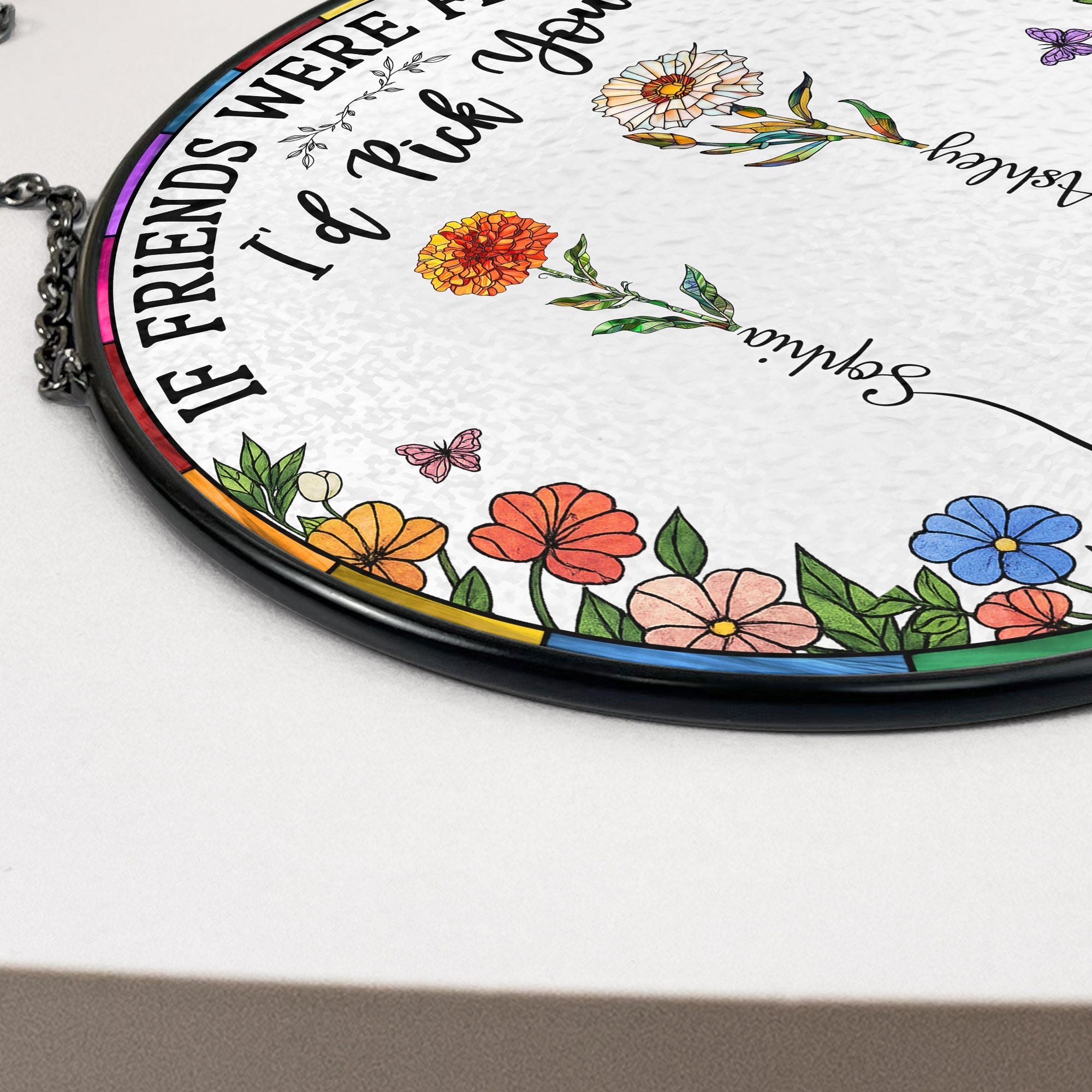 Friend I'd Pick You - Personalized Stained Glass Window Hanging Suncatcher