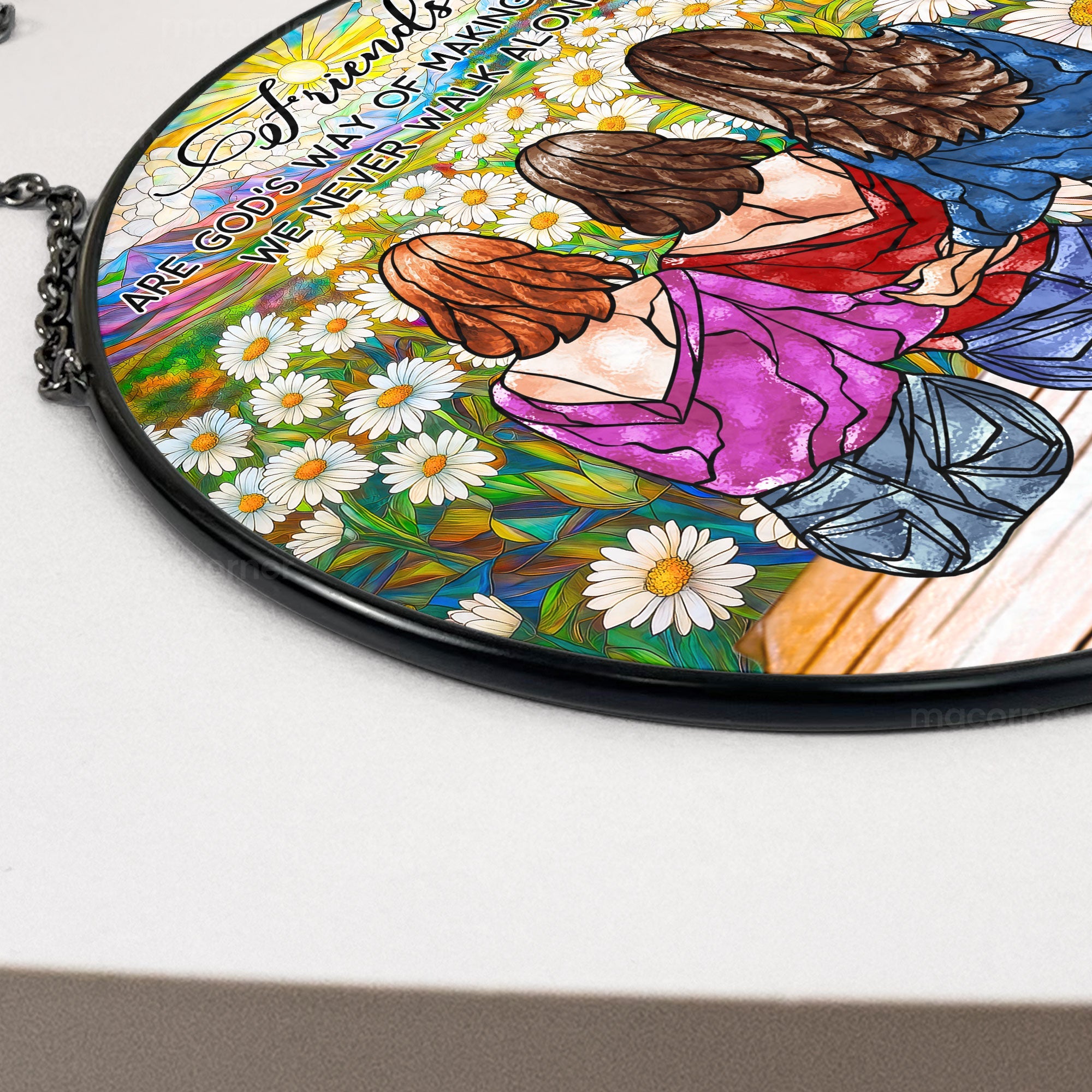 Friends Are God's Way Of - Personalized Stained Glass Window Hanging Suncatcher