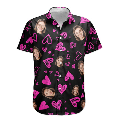 Funny Heart Custom Face Valentine's Day Gift - Custom Photo Hawaiian Shirts