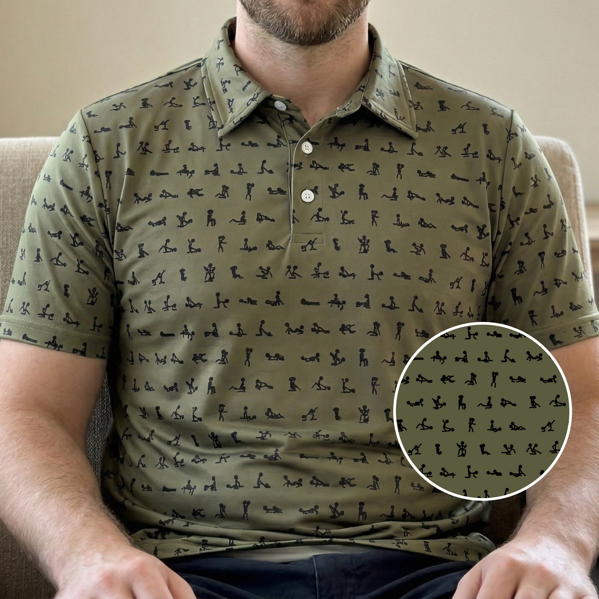 Funny Naughty Hidden Pattern For Him, Husband, Friends, Buddy - Personalized Polo Shirt