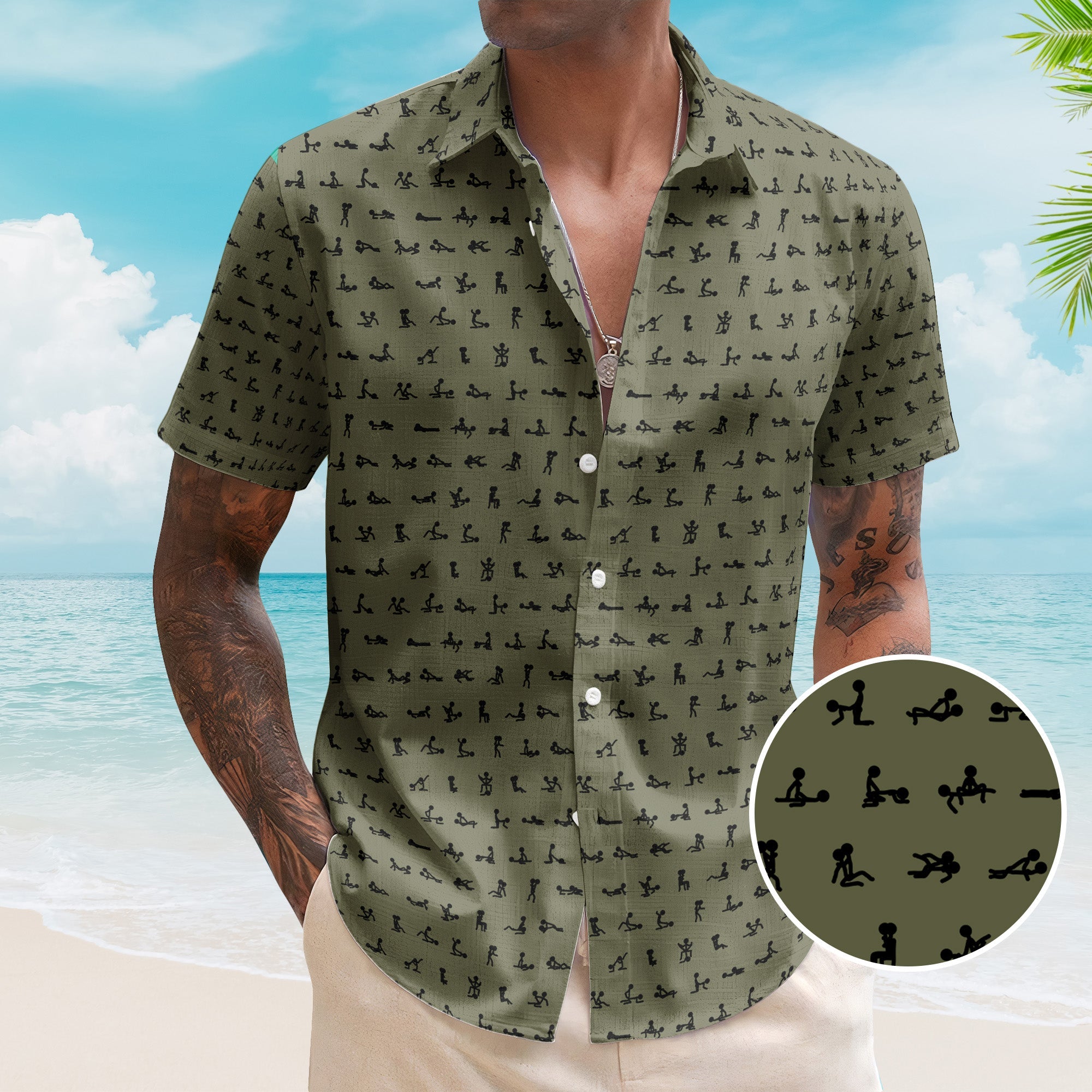 Funny Naughty Hidden Pattern For Him, Husband, Friends, Buddy - Personalized Hawaiian Shirt