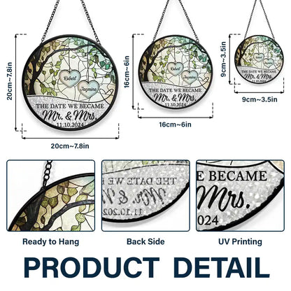 God Gave Me You Couple The Date We Became Mr. & Mrs. - Personalized Stained Glass Window Hanging Suncatcher