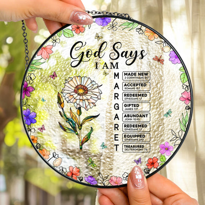 Personalized “God Says I Am” Bible Name Letter Stained Glass Suncatcher