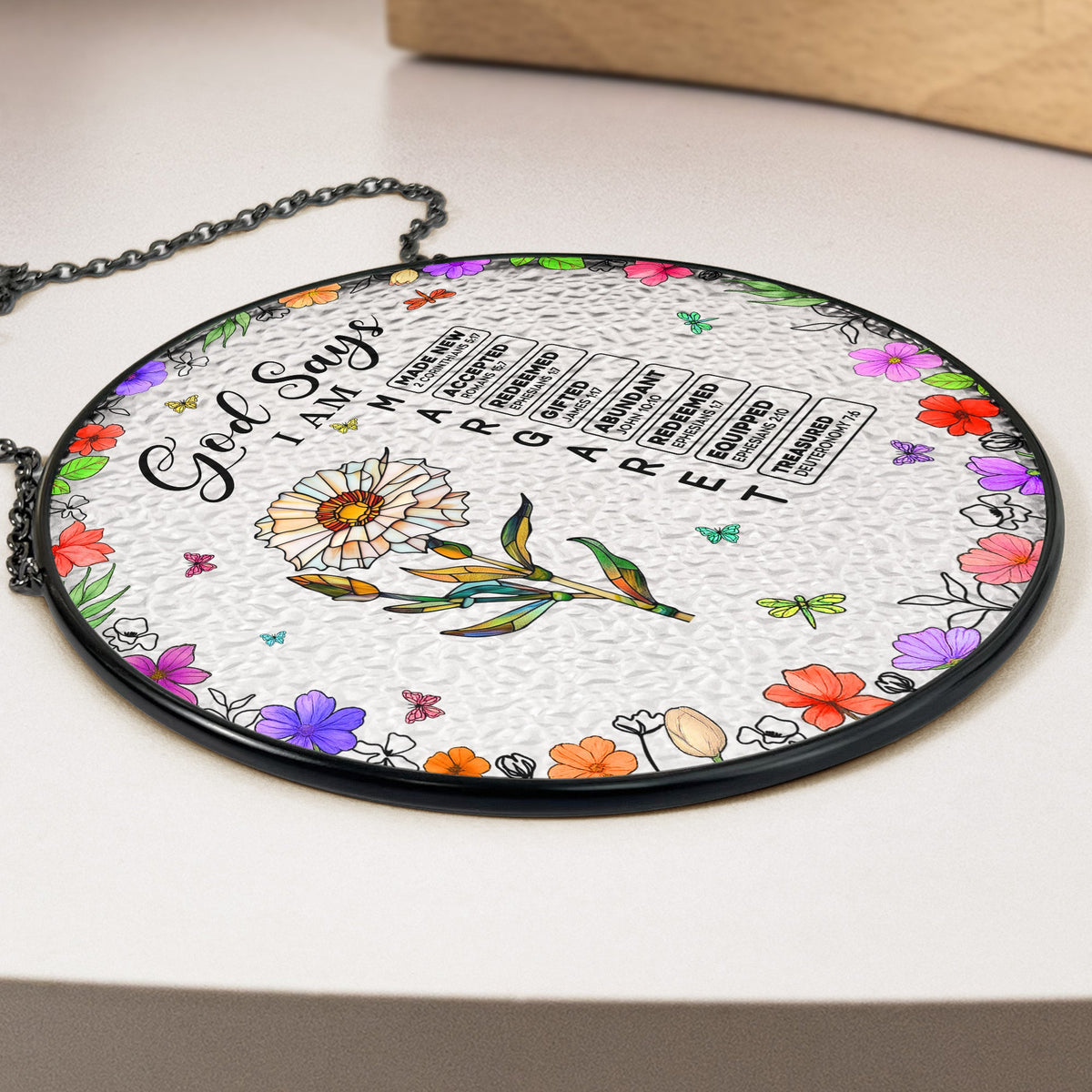 Personalized “God Says I Am” Bible Name Letter Stained Glass Suncatcher