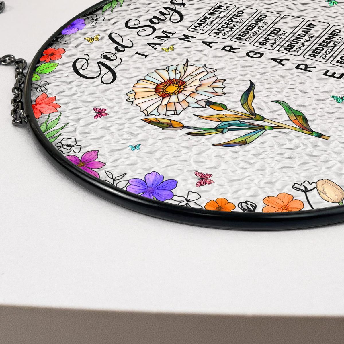Personalized “God Says I Am” Bible Name Letter Stained Glass Suncatcher