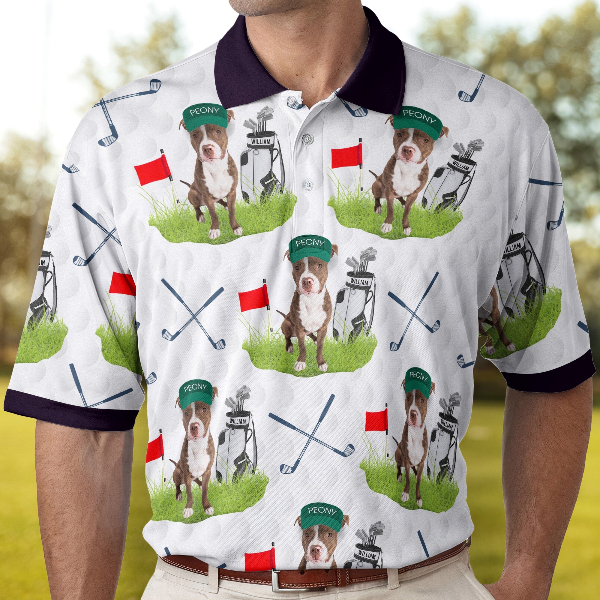 Golf & Dog Lovers - Favorite Caddy Dog Dad Gifts - Personalized Photo Polo Shirt