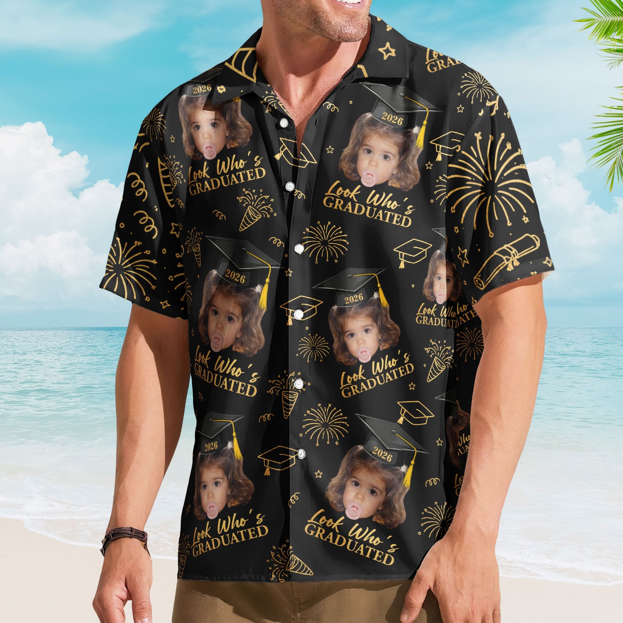 Graduation Matching Shirt With Childhood Photo - Vintage Childhood Themed - Personalized Hawaiian Shirt