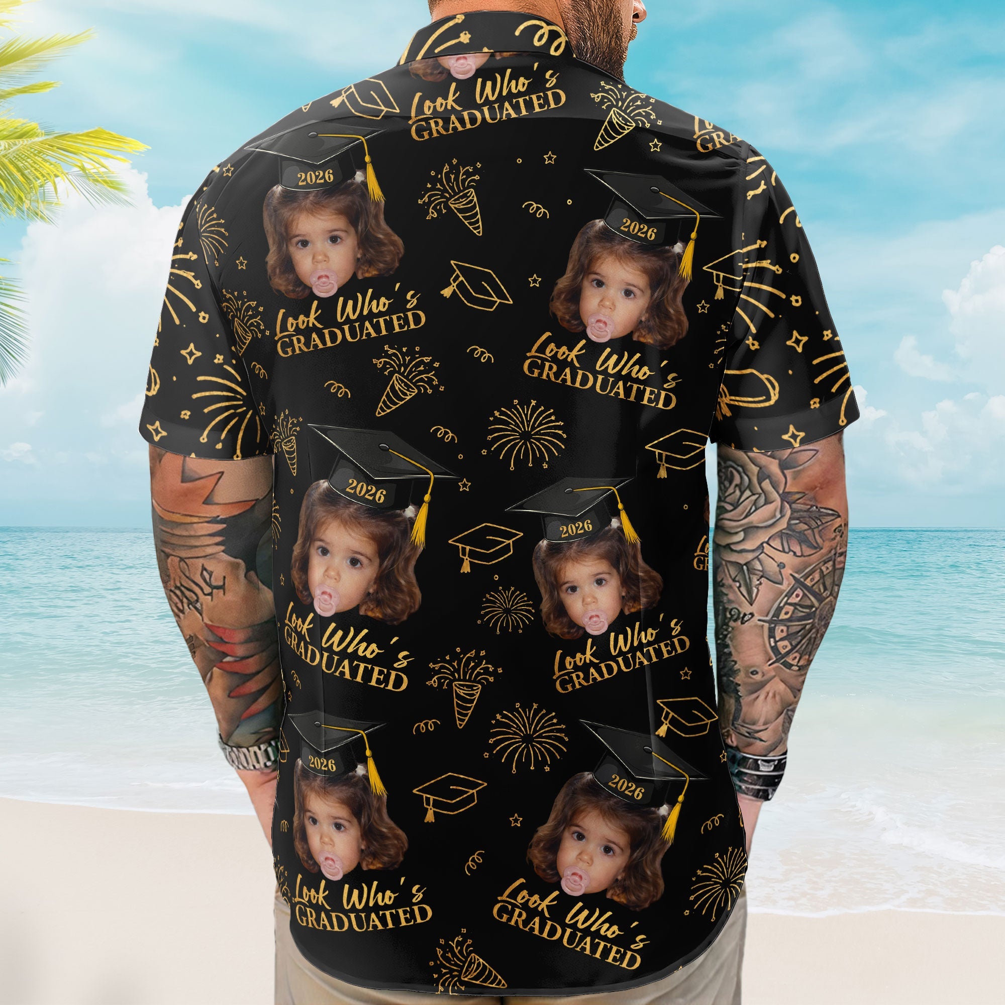 Graduation Matching Shirt With Childhood Photo - Vintage Childhood Themed - Personalized Hawaiian Shirt