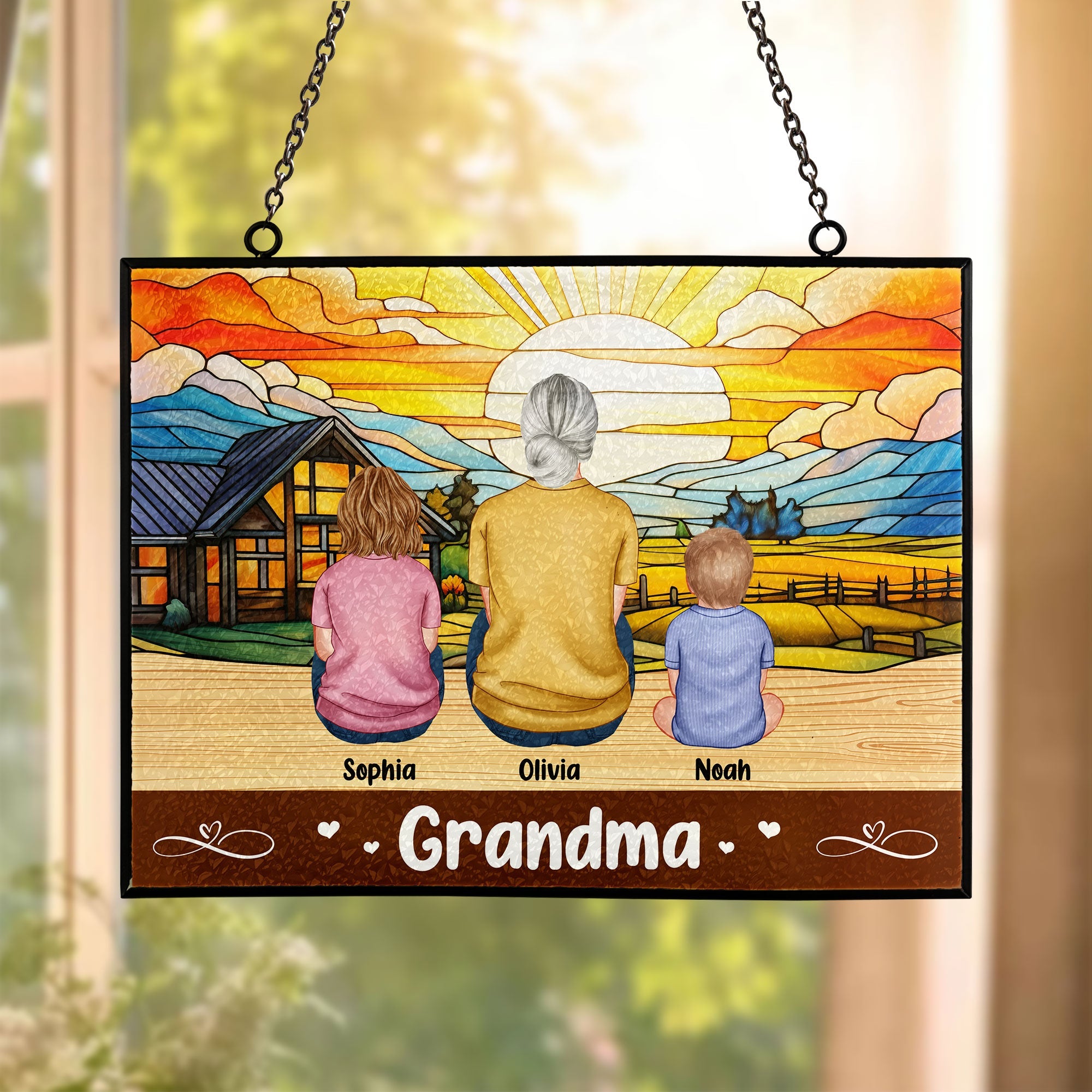 Grandma Love - Personalized Stained Glass Suncatcher