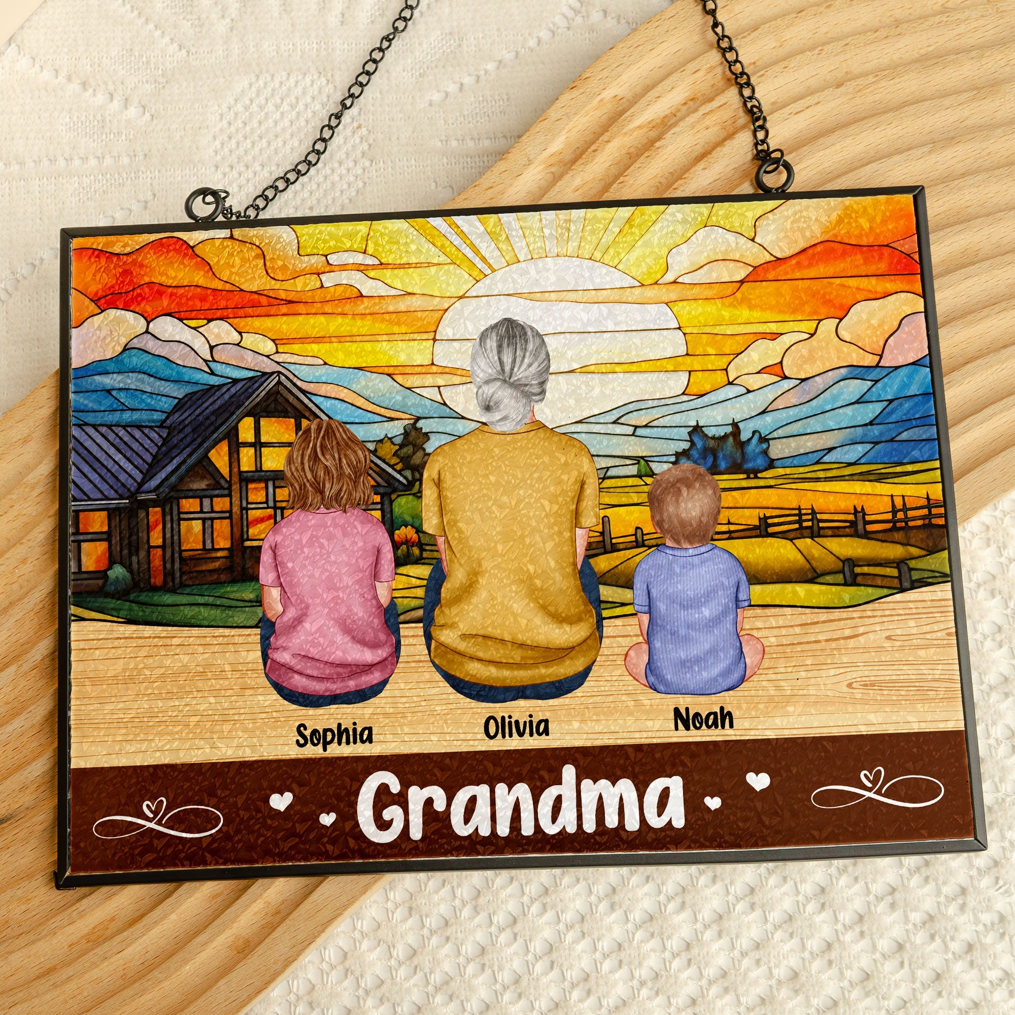 Grandma Love - Personalized Stained Glass Suncatcher
