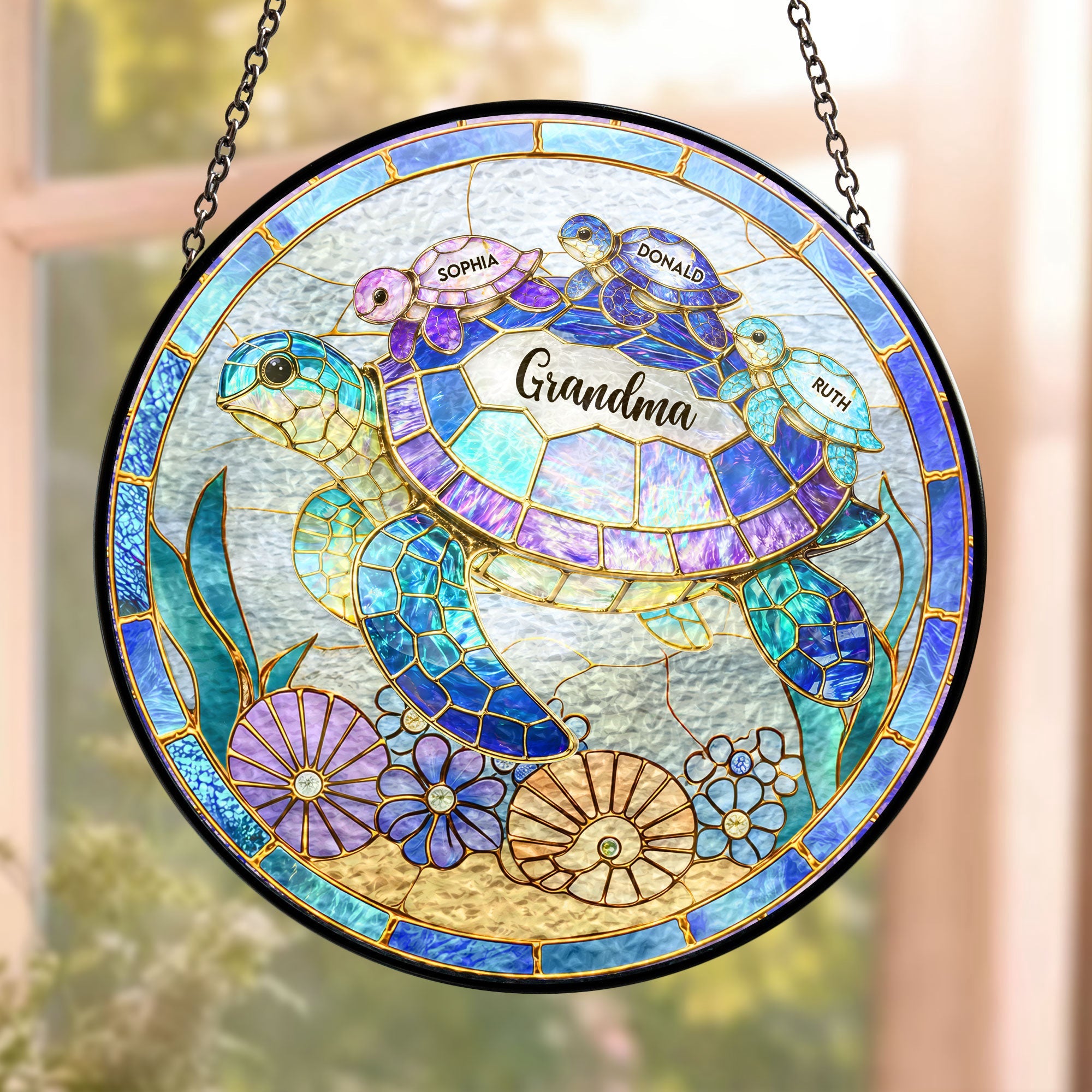 Grandma Sea Turtle - Personalized Window Hanging Suncatcher