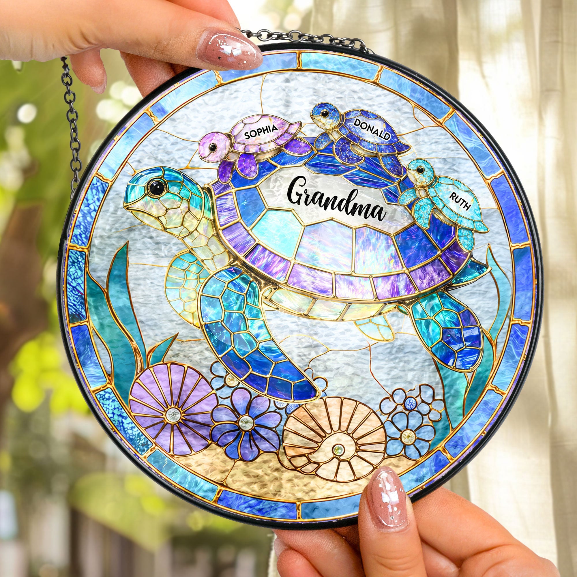 Grandma Sea Turtle - Personalized Window Hanging Suncatcher