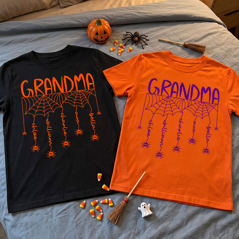 Personalized Grandma Spooky Spider Web Halloween Shirt