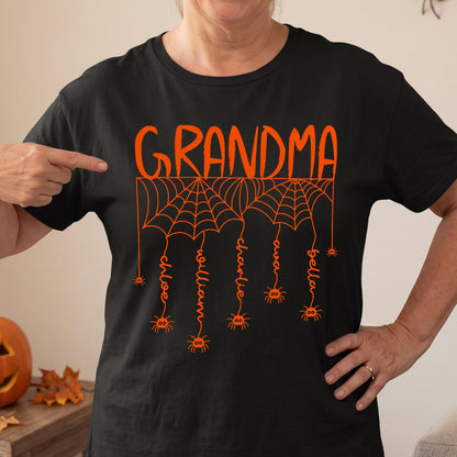 Personalized Grandma Spooky Spider Web Halloween Shirt