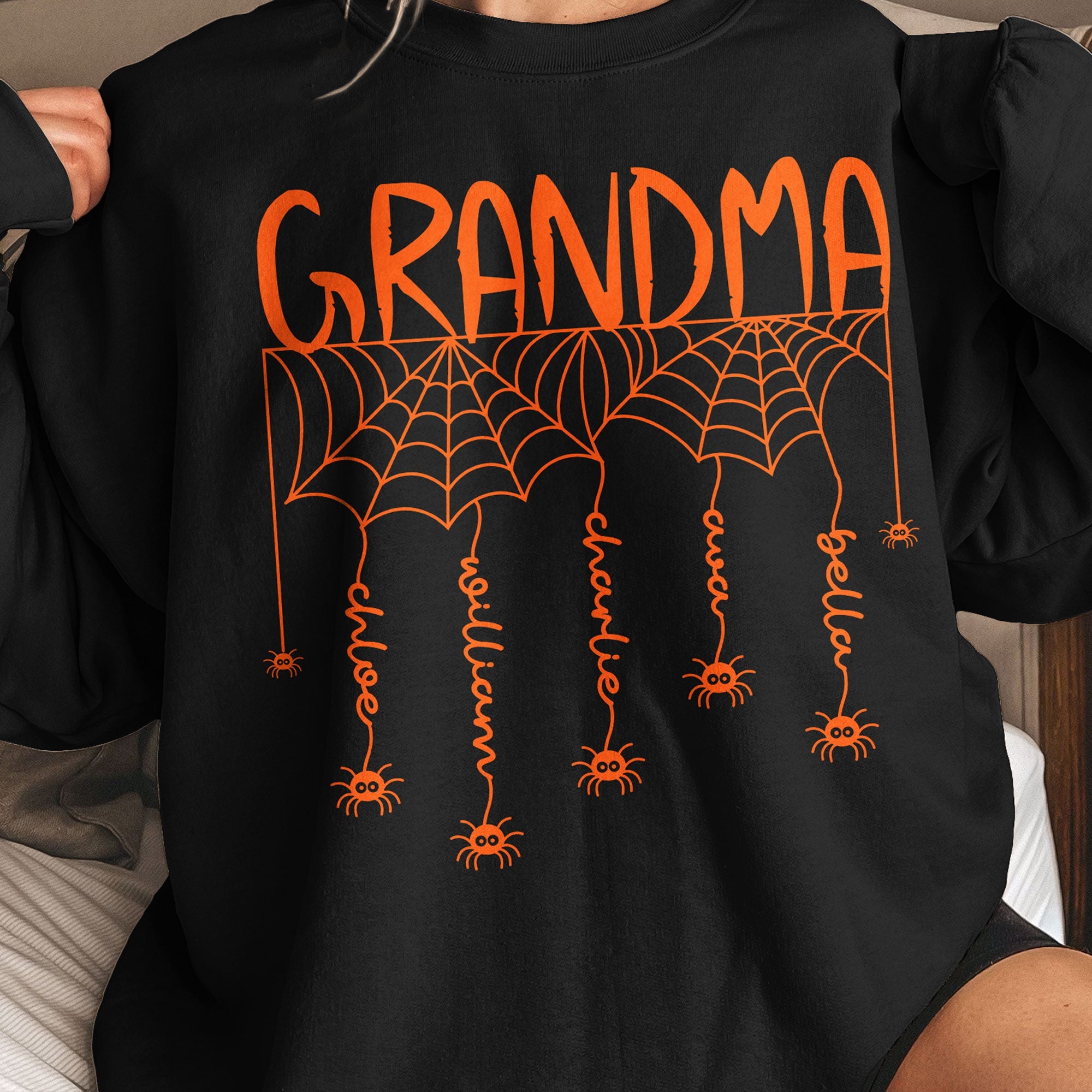 Personalized Grandma Spooky Spider Web Halloween Shirt