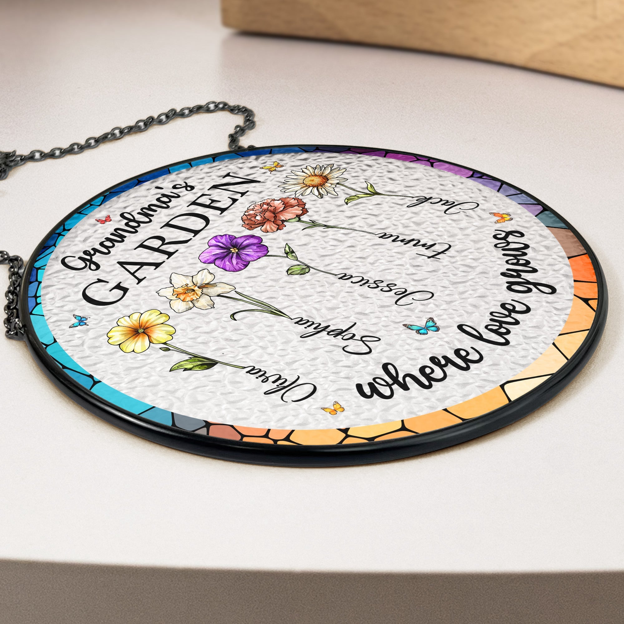 Grandma's Garden Where Love Grows - Personalized Window Hanging Suncatcher