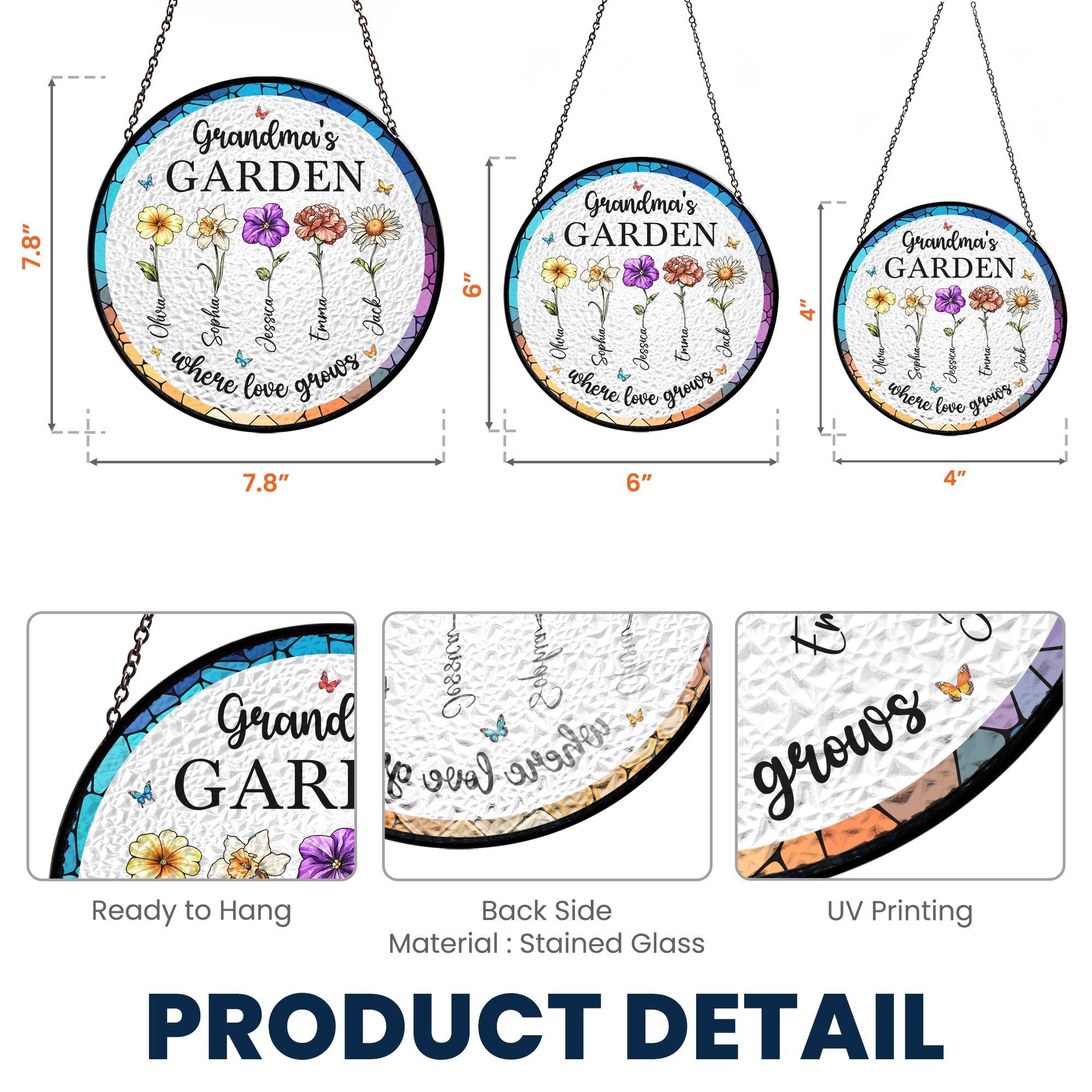 Grandma's Garden Where Love Grows - Personalized Window Hanging Suncatcher