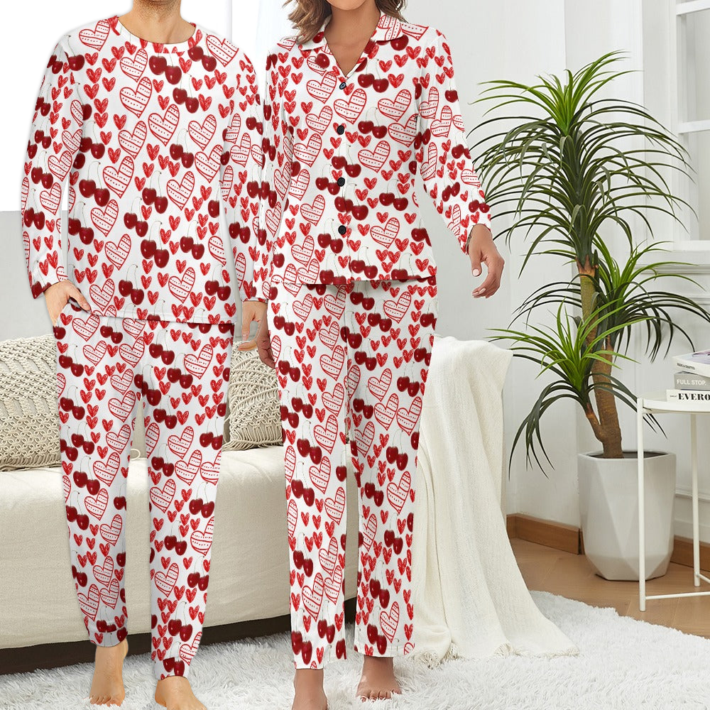 Couples' Matching cherry and 2 sweethearts Pajama Set