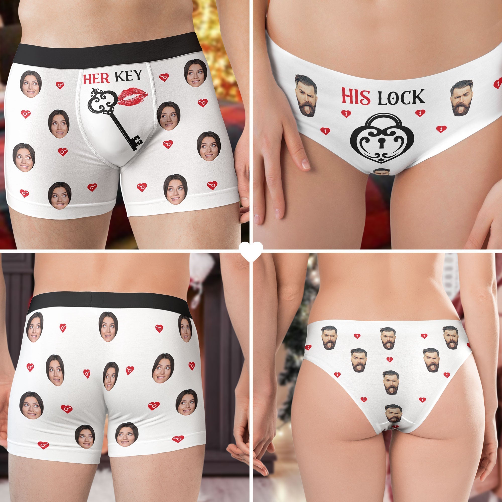 His Lock Her Key - Personalized Photo Couple Matching Underwear