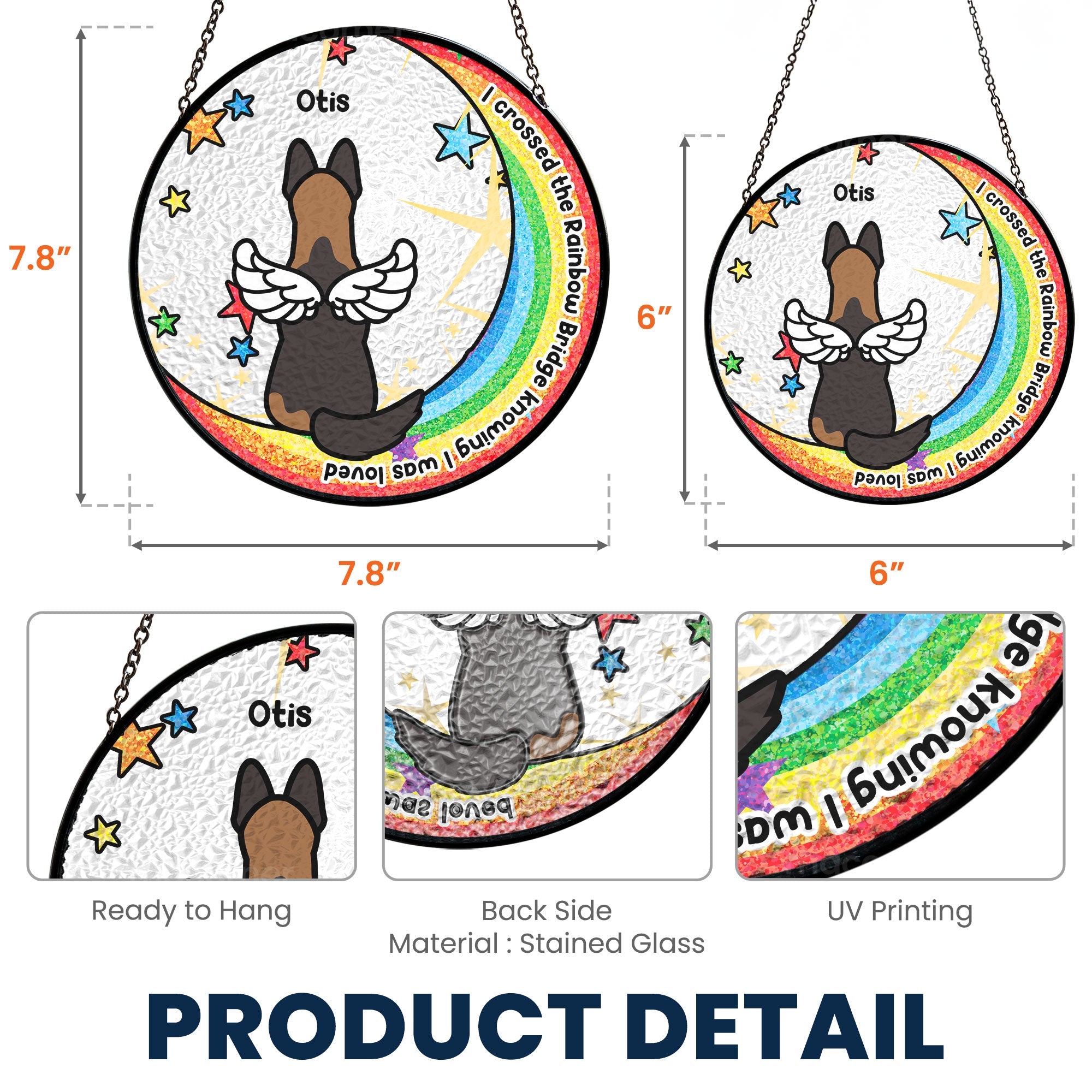 I Crossed The Rainbow Bridge - Personalized Stained Glass Window Hanging Suncatcher
