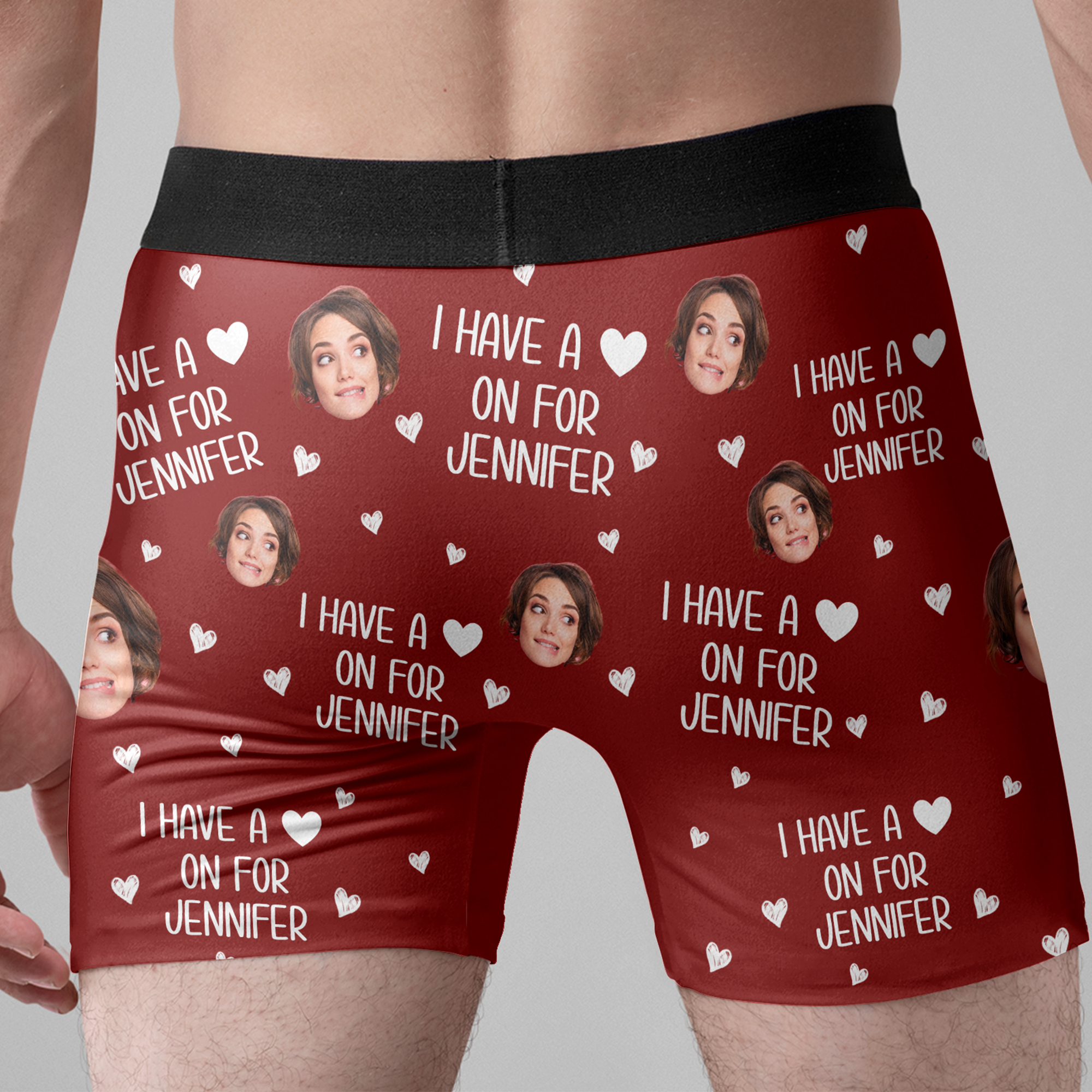 I Have A Heart On For - Personalized Photo Couple Matching Underwear