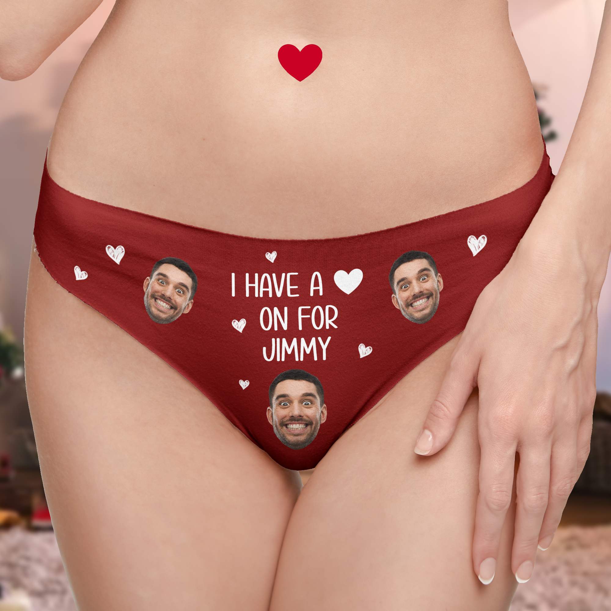 I Have A Heart On For - Personalized Photo Couple Matching Underwear