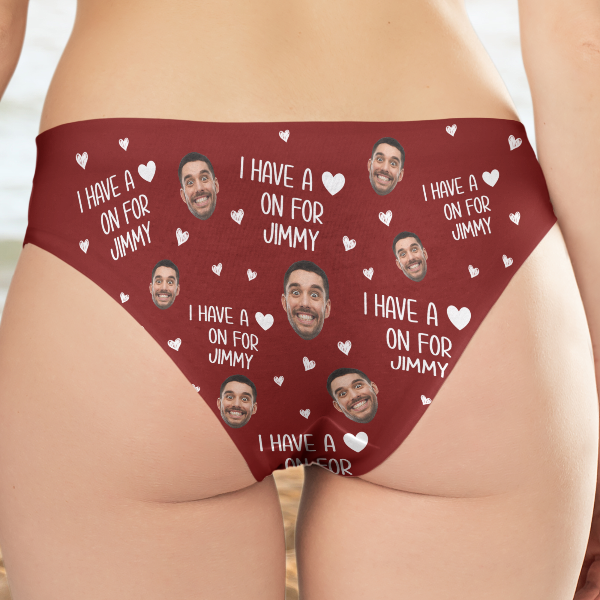 I Have A Heart On For - Personalized Photo Couple Matching Underwear
