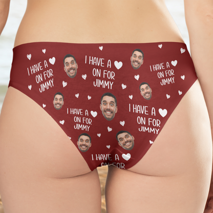 I Have A Heart On For - Personalized Photo Couple Matching Underwear