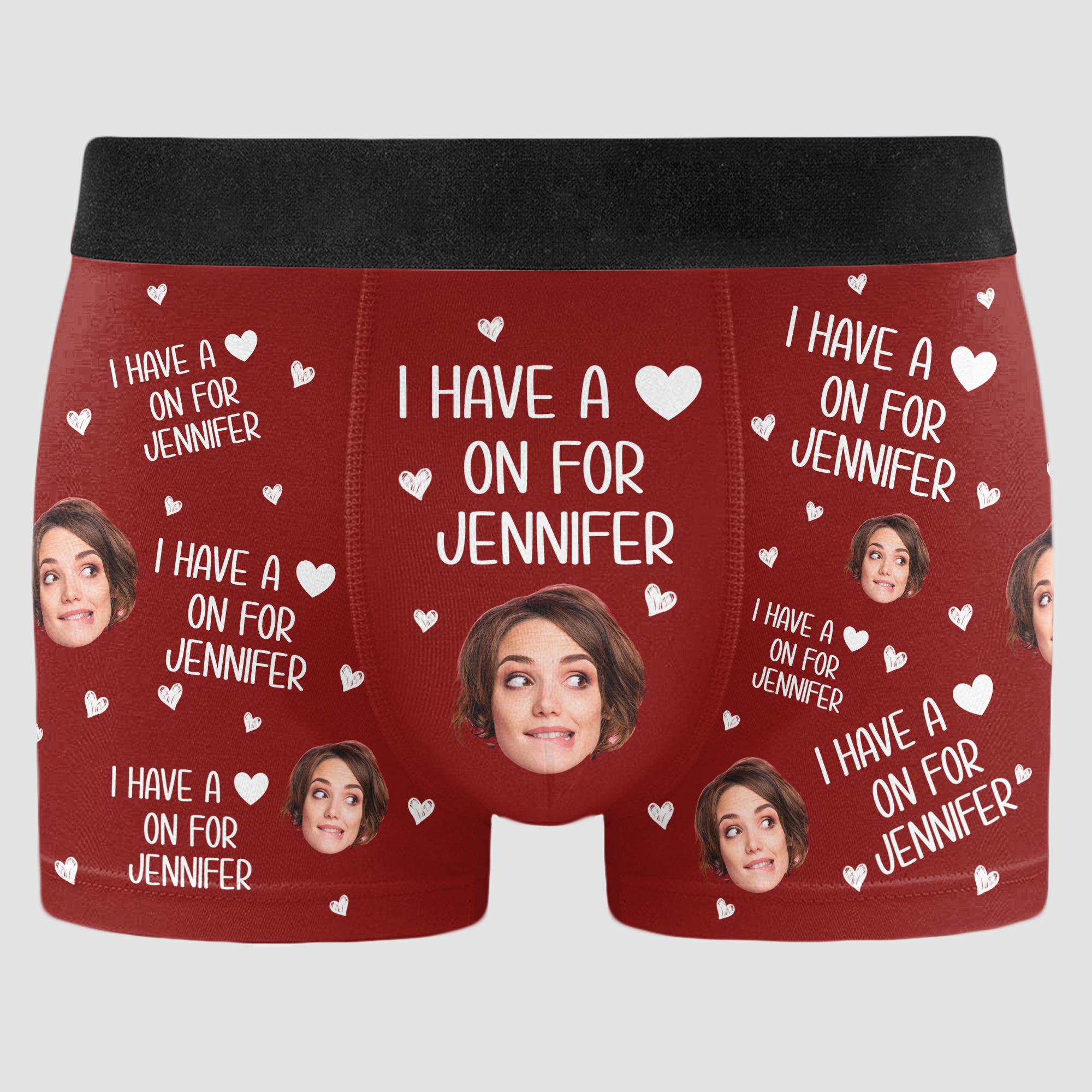 I Have A Heart On For - Personalized Photo Couple Matching Underwear