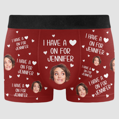 I Have A Heart On For - Personalized Photo Couple Matching Underwear
