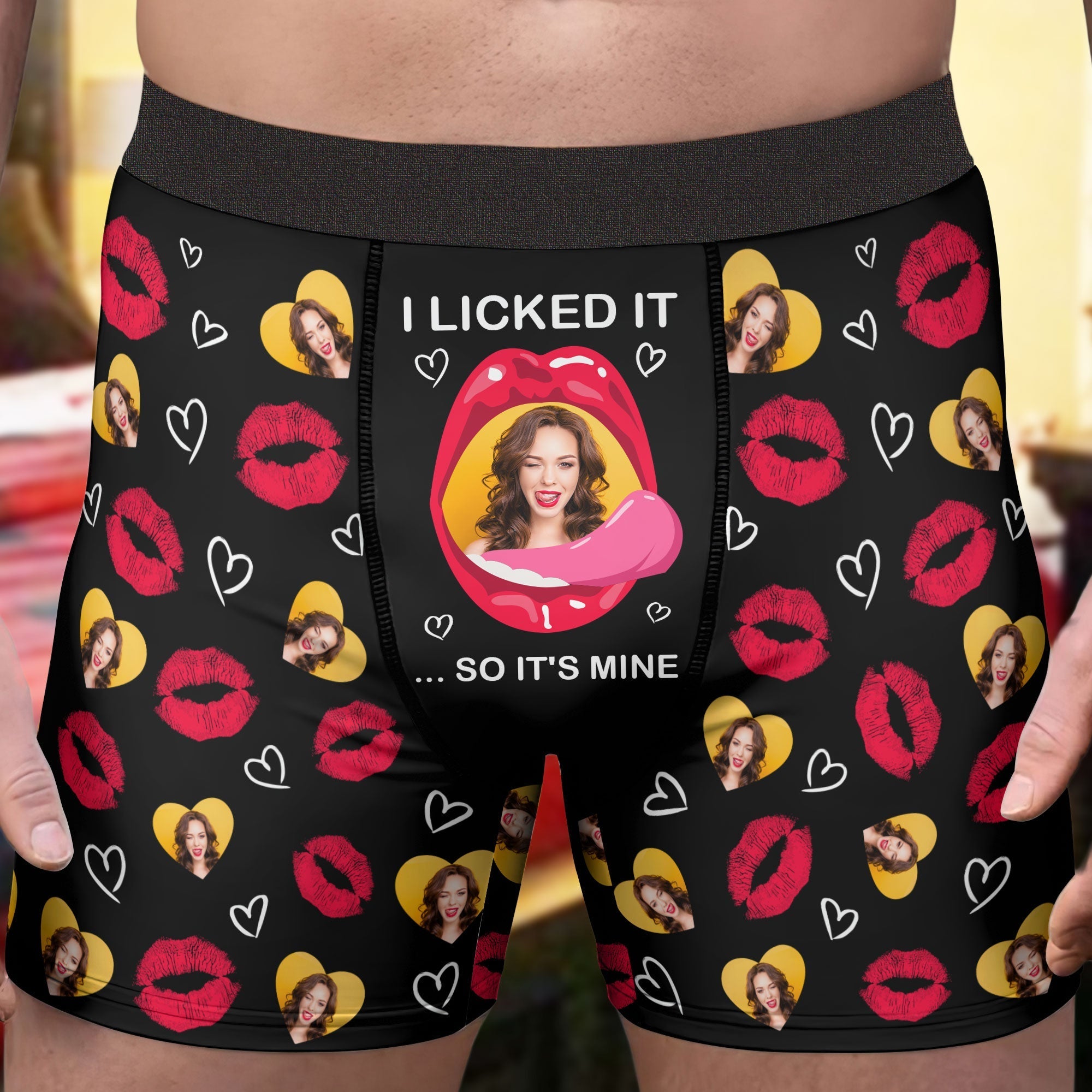 Personalized Photo Men's Boxer Briefs – “I Licked It So It's Mine”