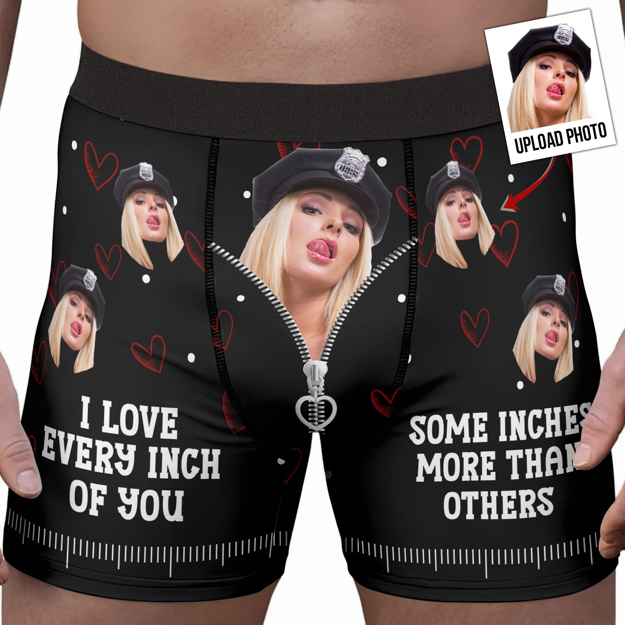 I Love Every Inch of You Personalized Photo Men's Boxer Briefs