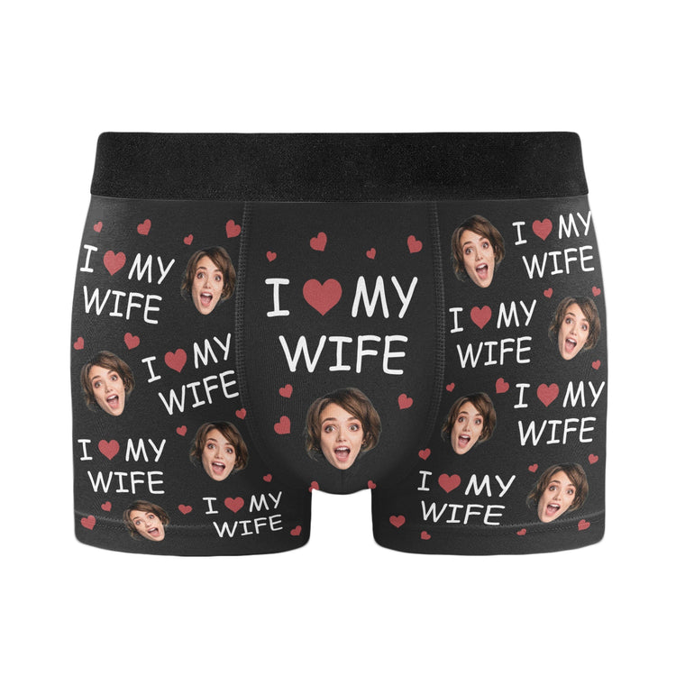 Personalized Photo Men's Boxer Briefs – I Love My Wife Anniversary Gift