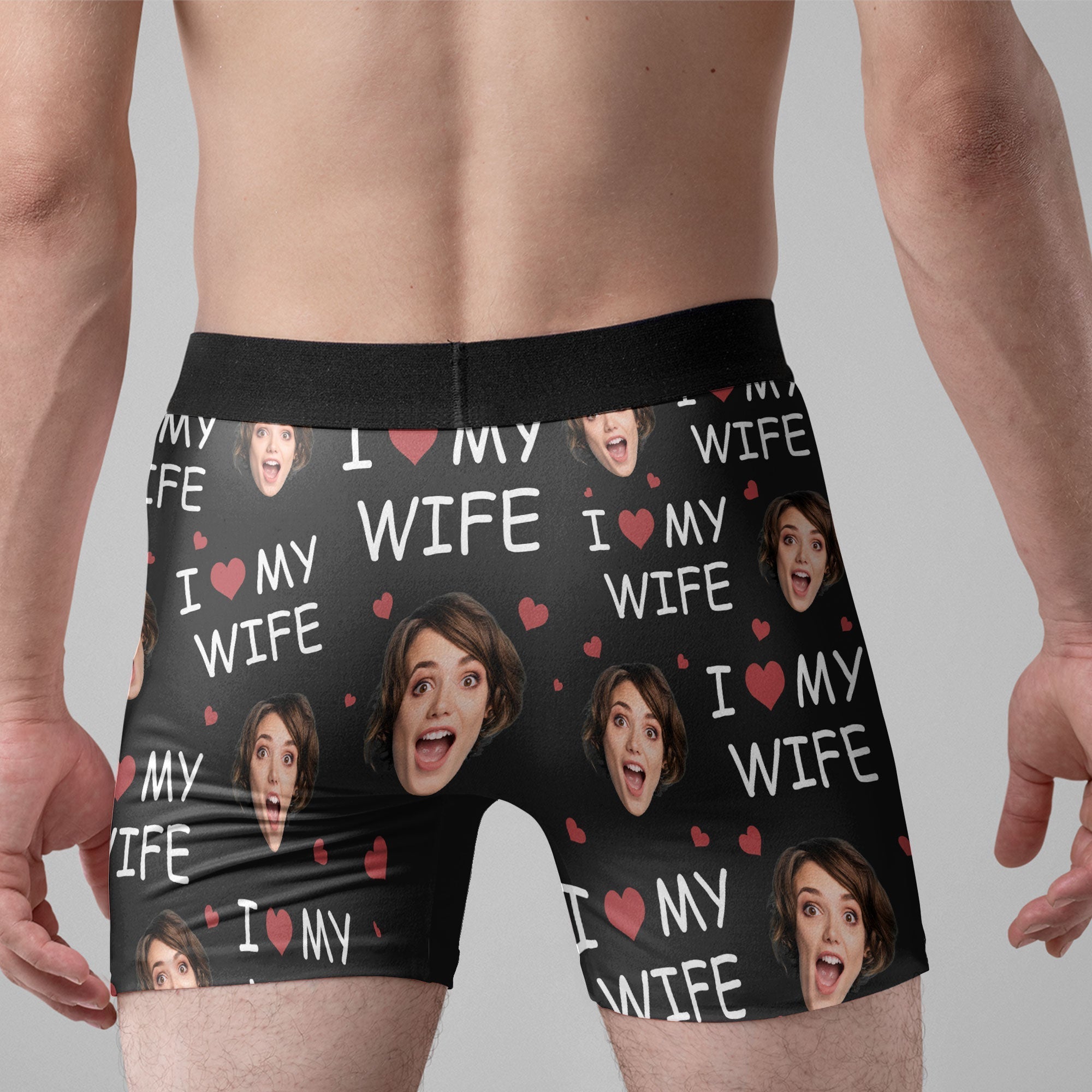 Personalized Photo Men's Boxer Briefs – I Love My Wife Anniversary Gift