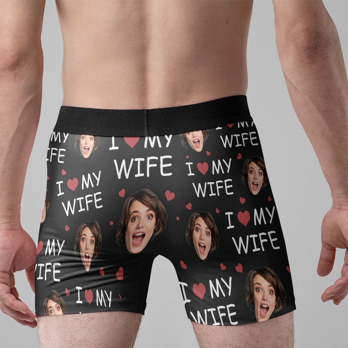 Personalized Photo Men's Boxer Briefs – I Love My Wife Anniversary Gift