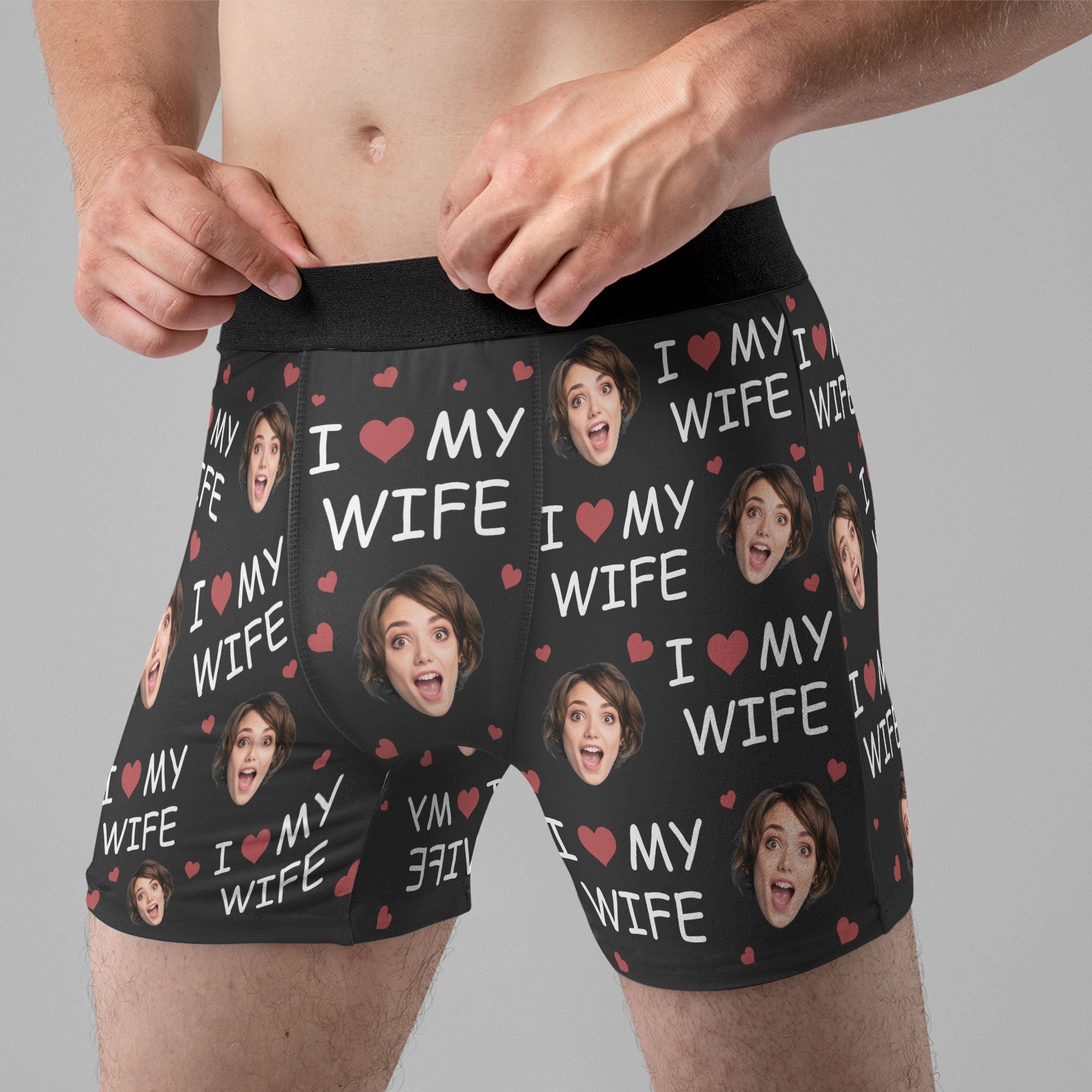 Personalized Photo Men's Boxer Briefs – I Love My Wife Anniversary Gift