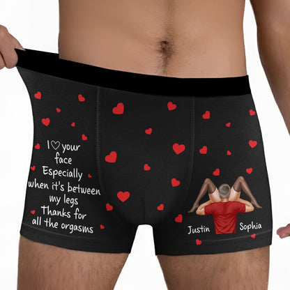 Personalized Men's Boxer Briefs – I Love Your Face Especially When It's Between My Legs