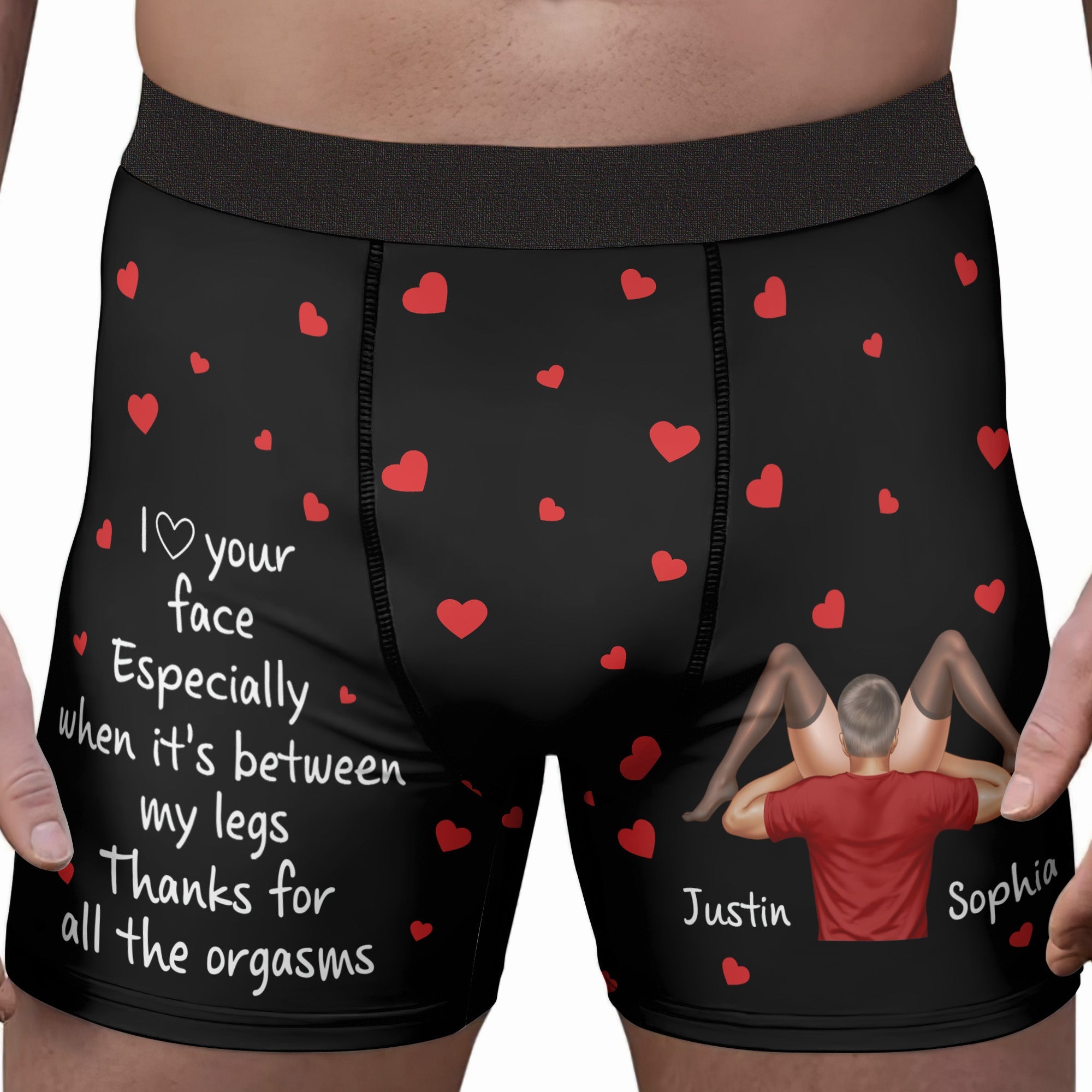 Personalized Men's Boxer Briefs – I Love Your Face Especially When It's Between My Legs
