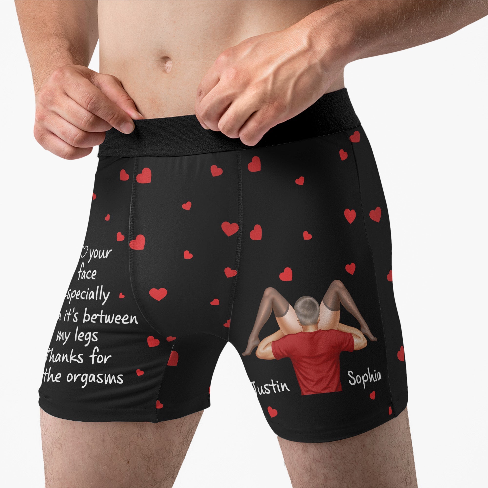 Personalized Men's Boxer Briefs – I Love Your Face Especially When It's Between My Legs