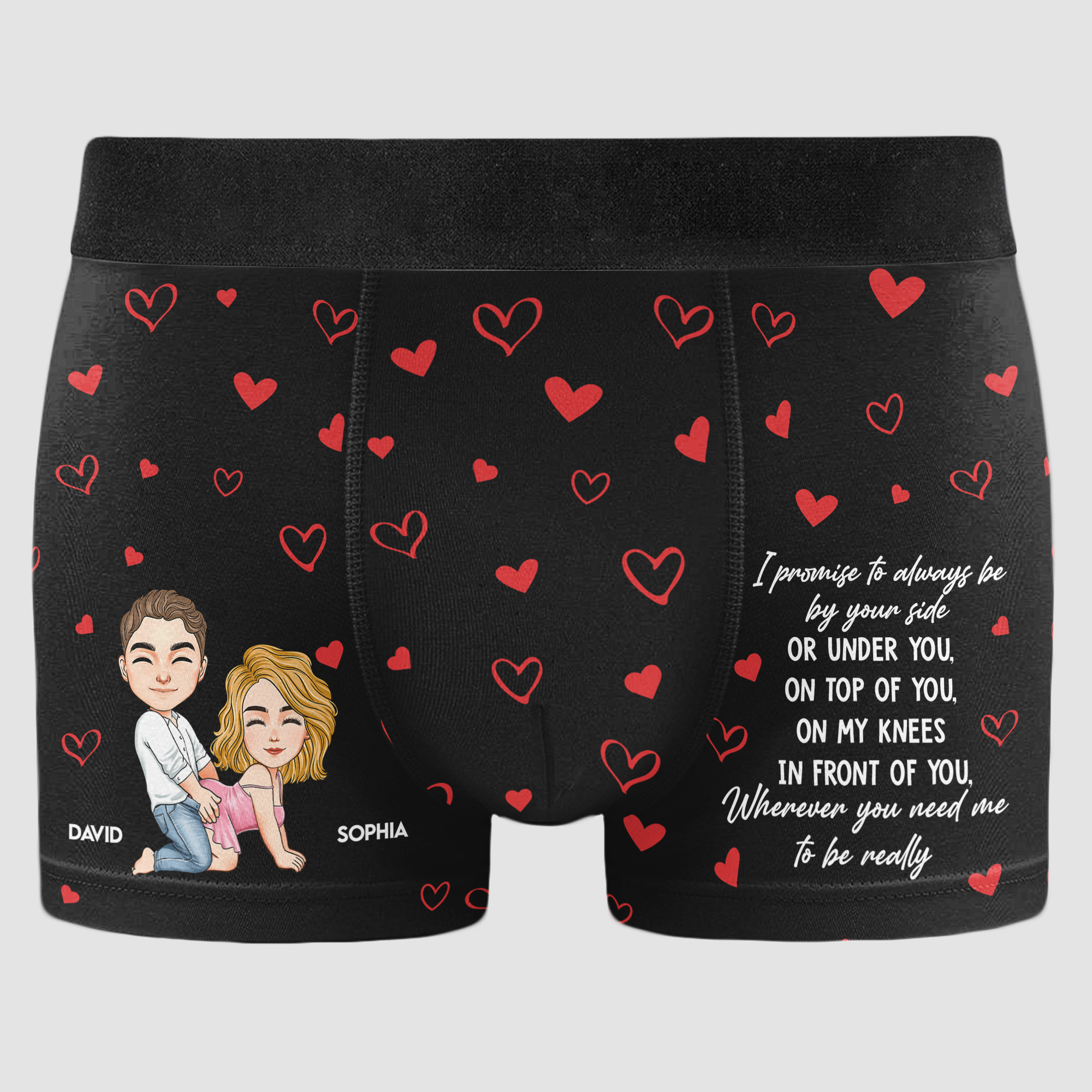 Personalized Men's Boxer Briefs – “Always Be by Your Side” Romantic Message