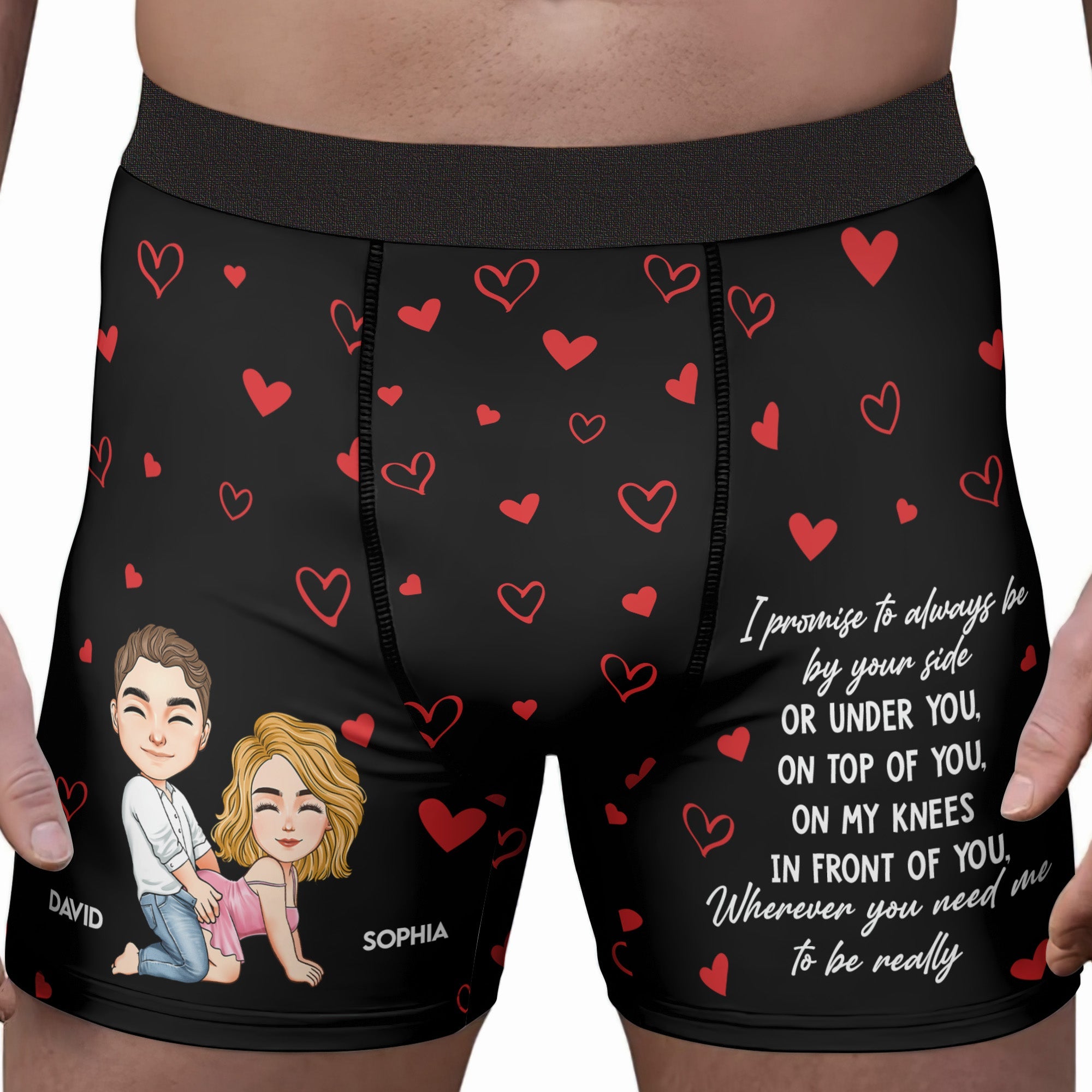 Personalized Men's Boxer Briefs – “Always Be by Your Side” Romantic Message