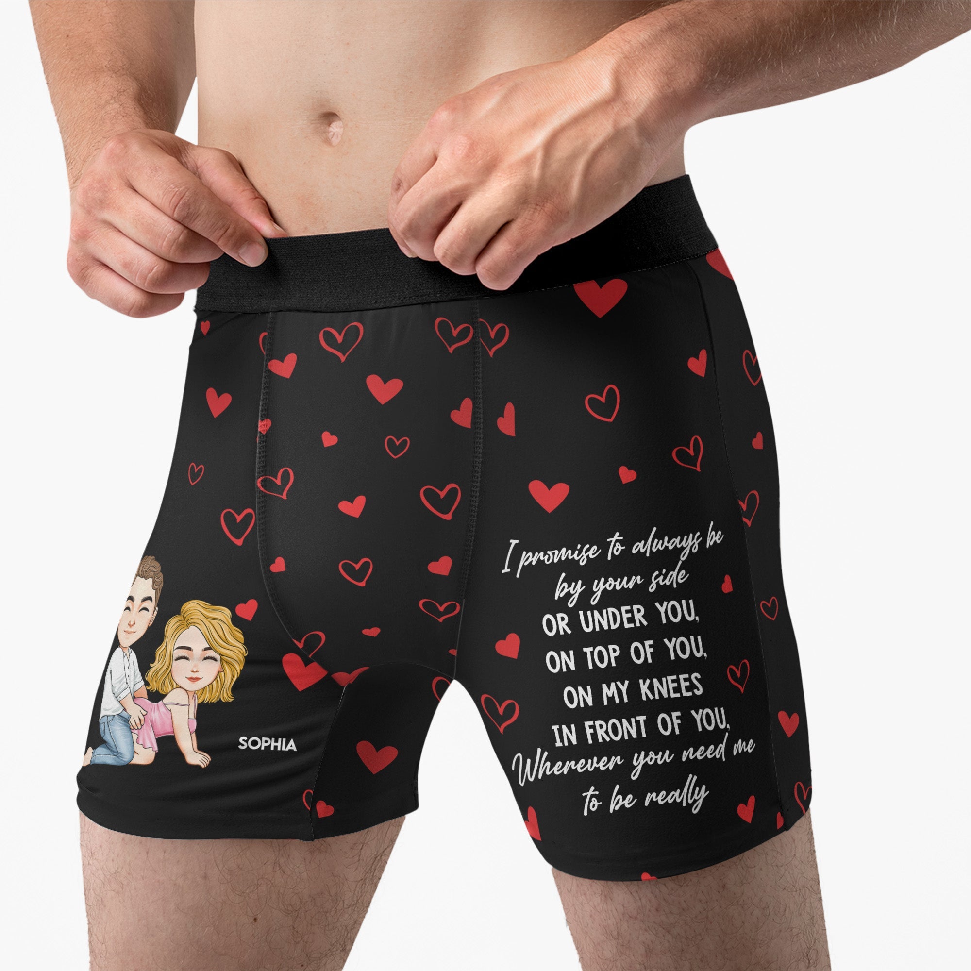 Personalized Men's Boxer Briefs – “Always Be by Your Side” Romantic Message