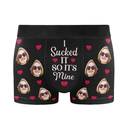 Personalized Photo Men's Boxer Briefs with Face and “I Sucked It” Message