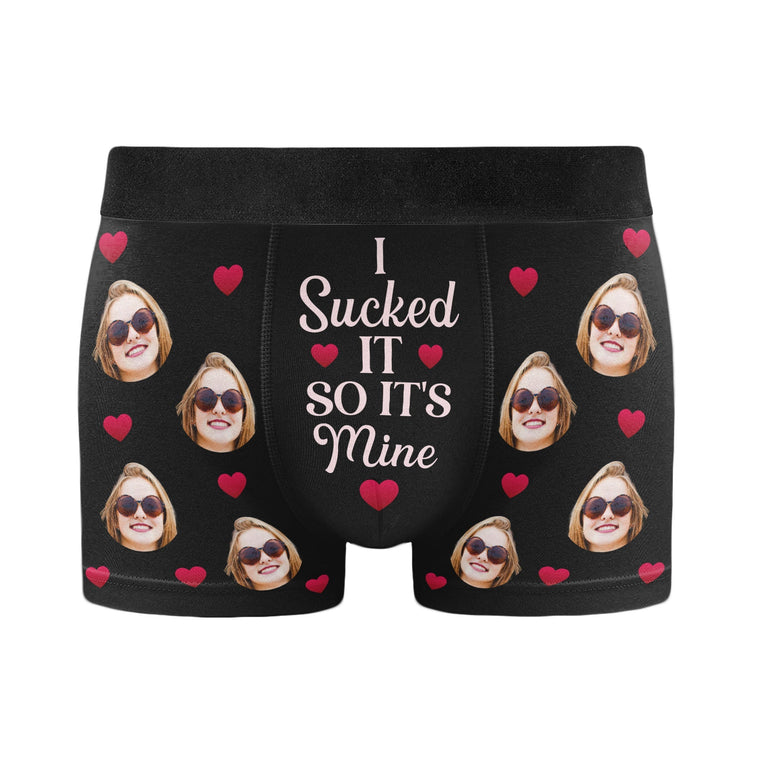 Personalized Photo Men's Boxer Briefs with Face and “I Sucked It” Message