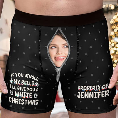 Personalized Photo Men's Boxer Briefs – Funny White Christmas Message