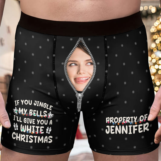 Personalized Photo Men's Boxer Briefs – Funny White Christmas Message