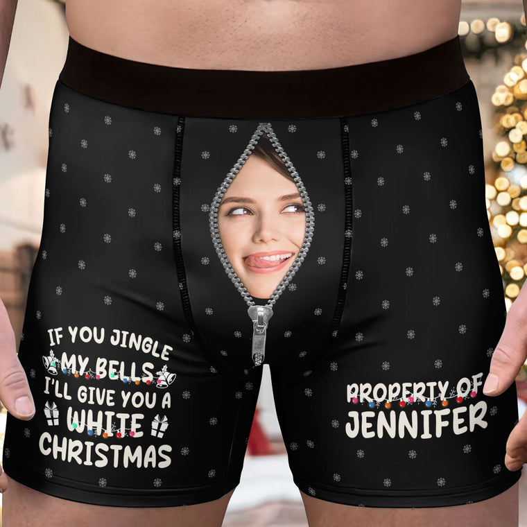 Personalized Photo Men's Boxer Briefs – Funny White Christmas Message