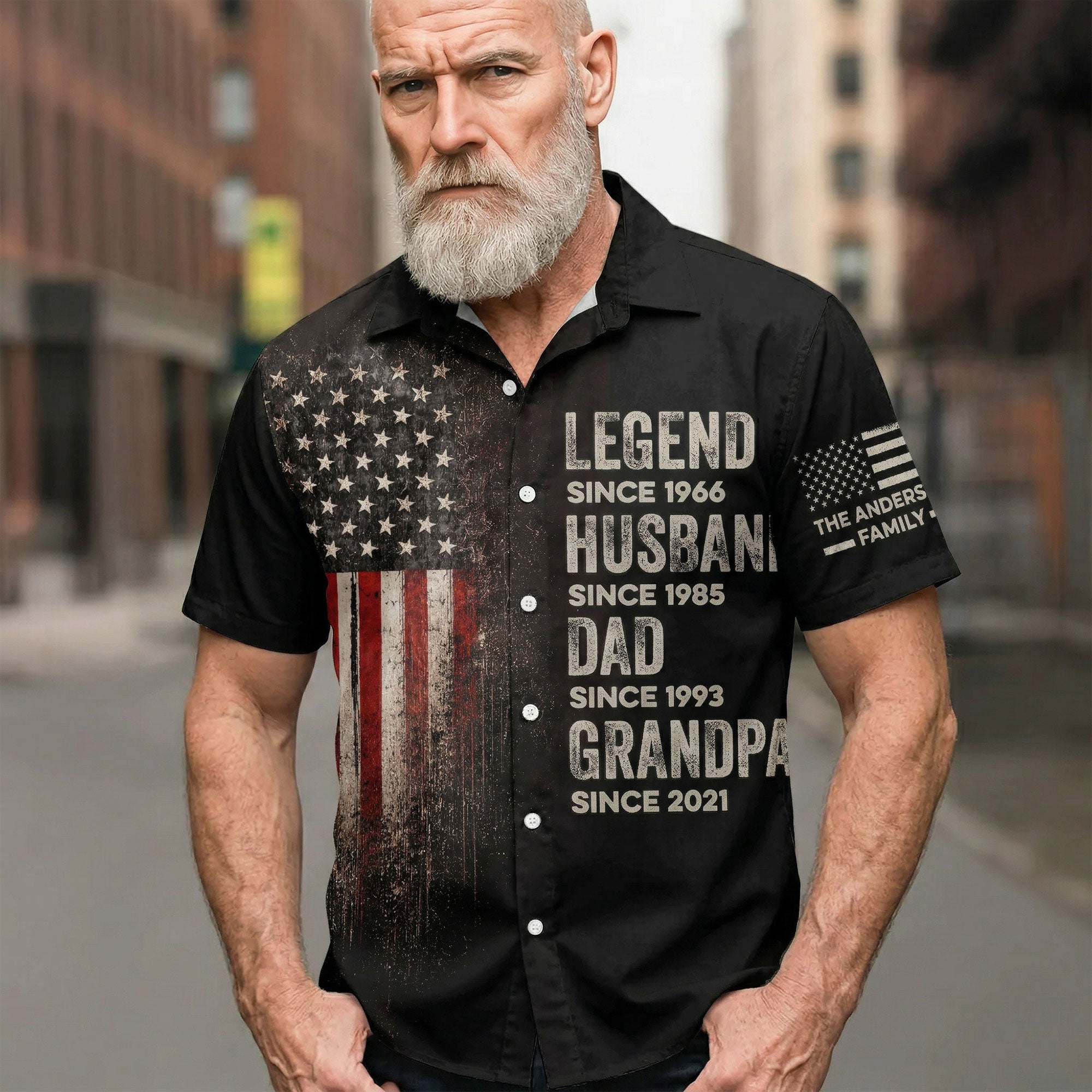Legend, Husband, Dad And Grandpa Custom Family Name - Personalized Hawaiian Shirt